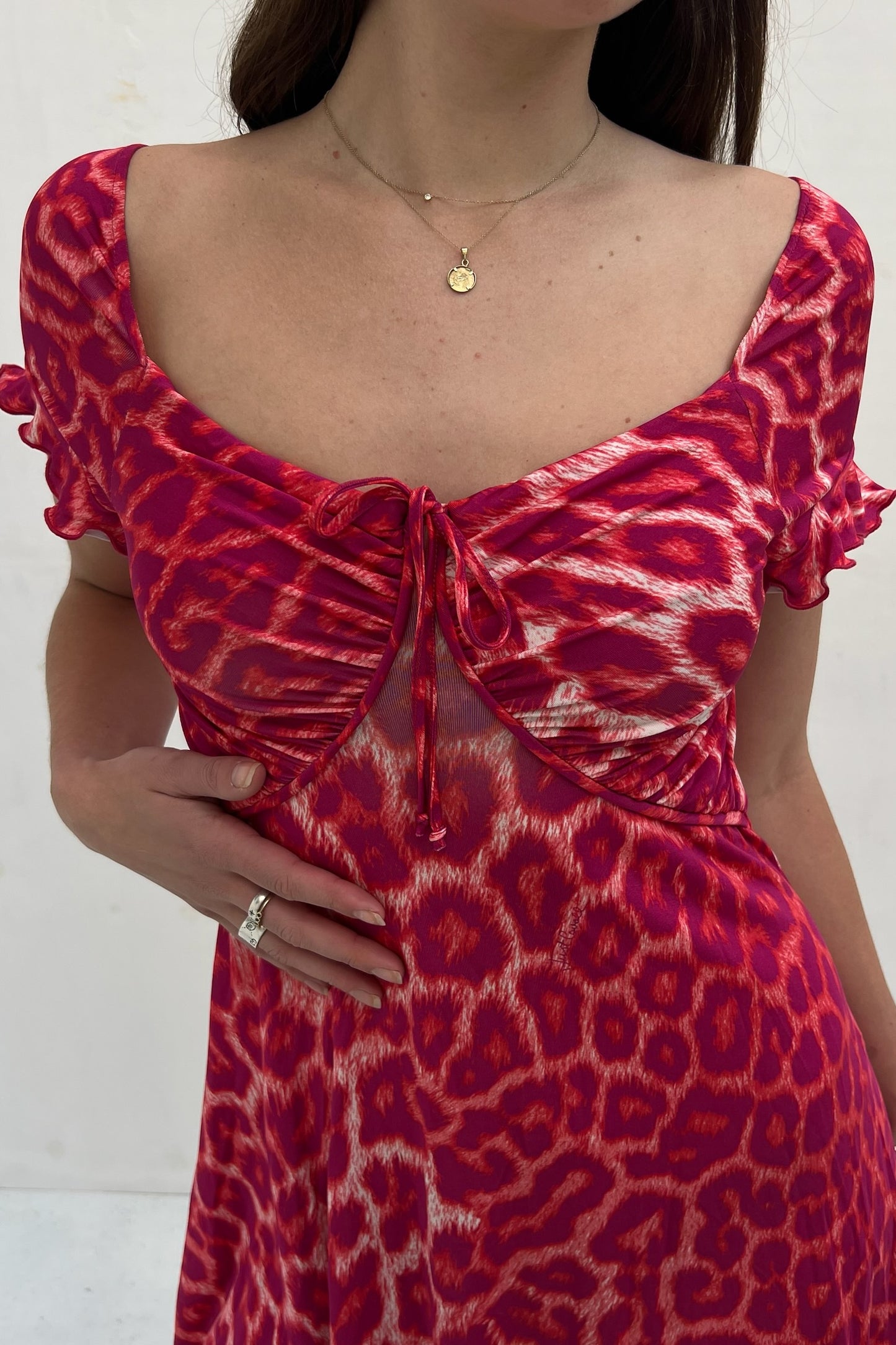 Vintage Dark Pink Leopard Dress