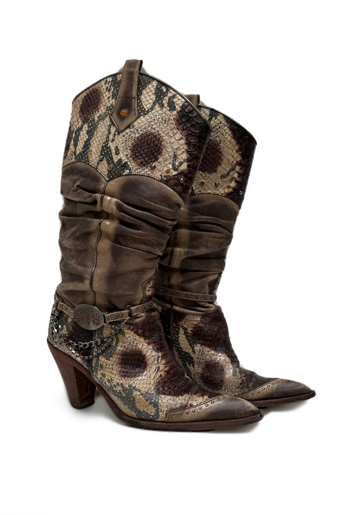 Vintage Brown Snake Cowboy Boots