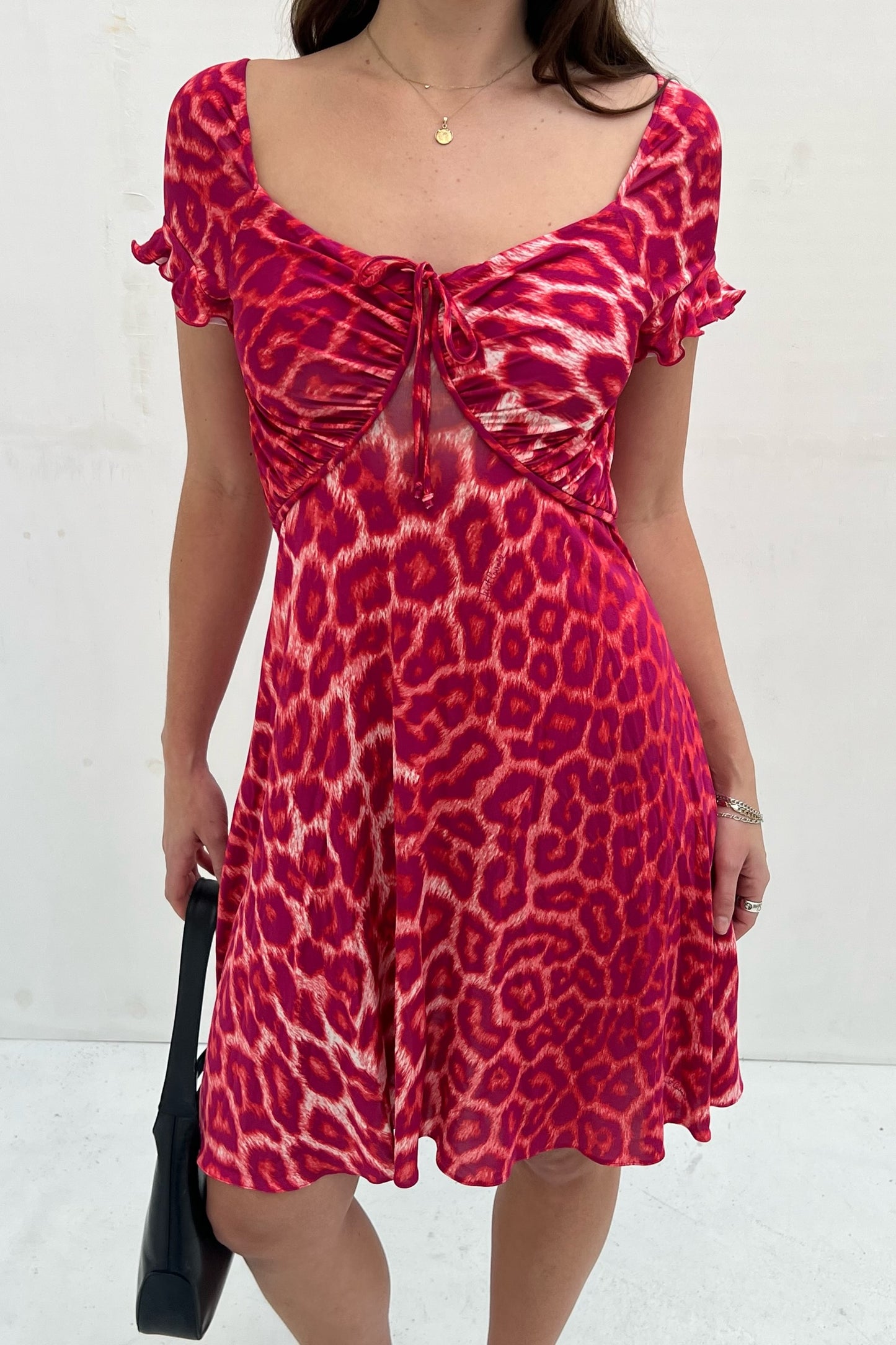 Vintage Dark Pink Leopard Dress