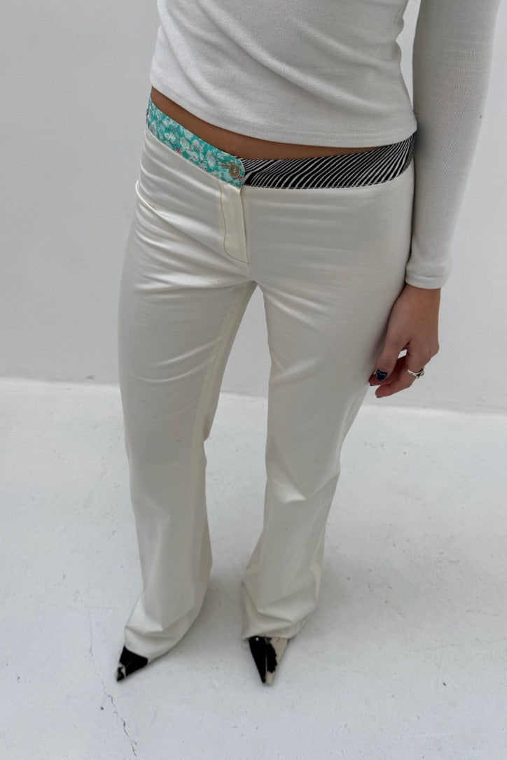 Vintage Cream Animal Trim Pants