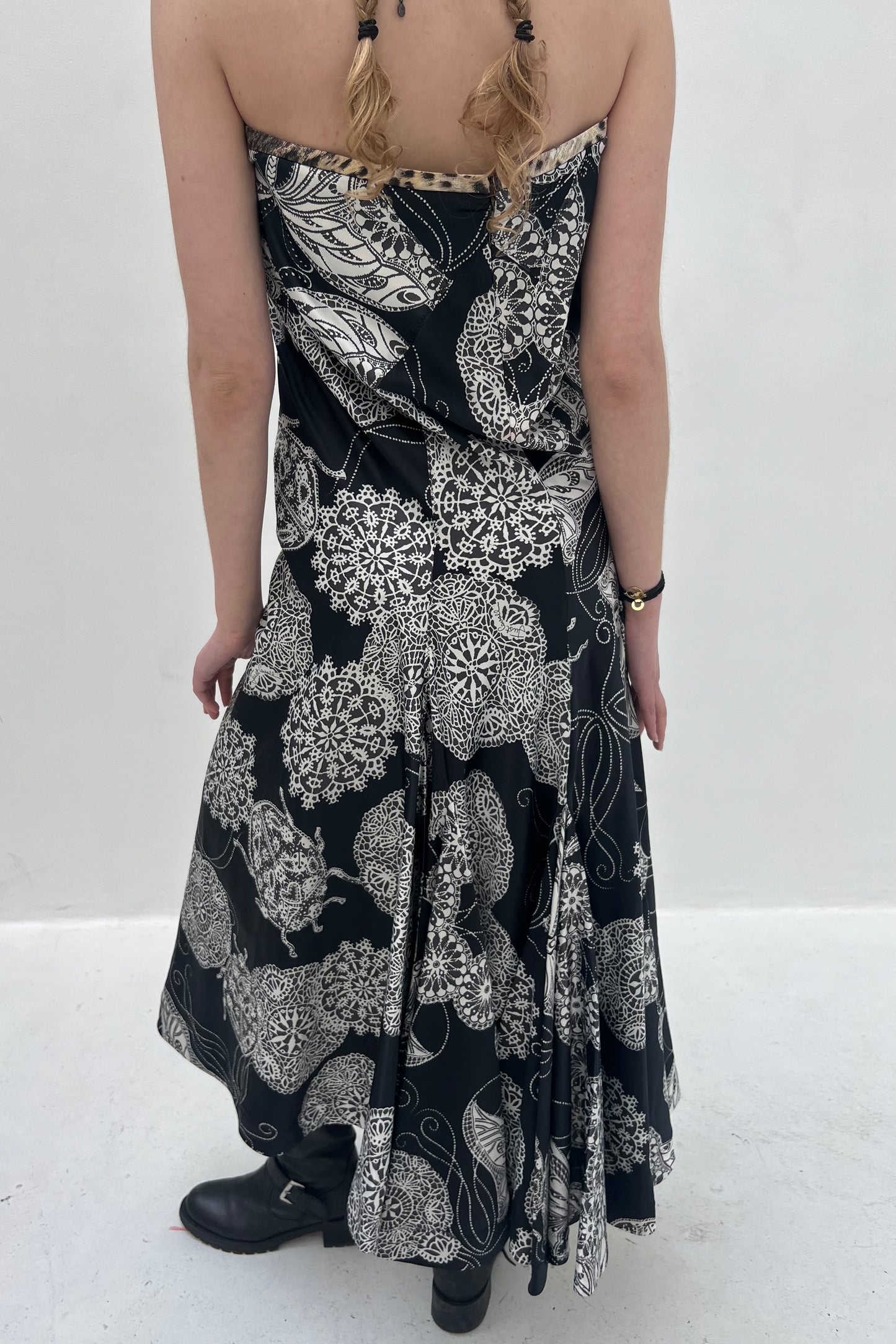 Vintage Maxi Strapless Black and White Dress