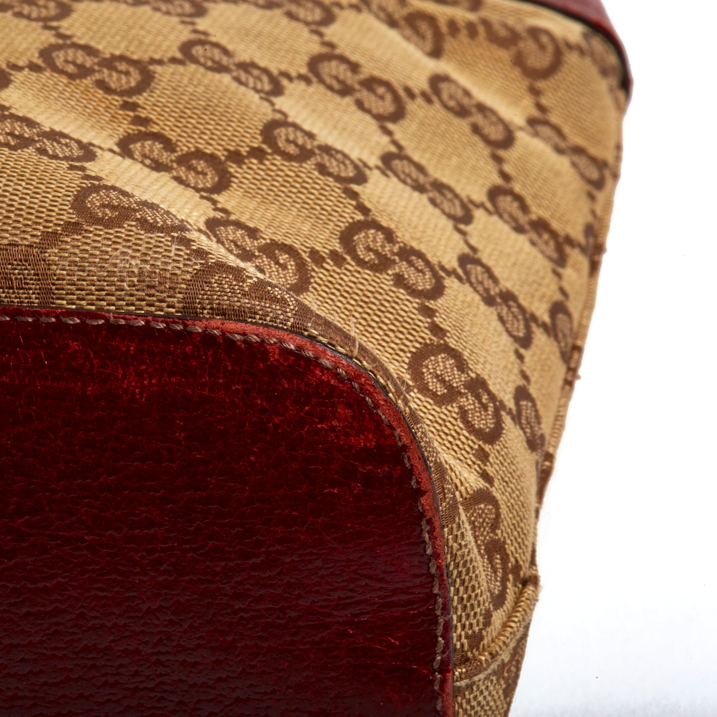 Vintage Gucci Classic Monogram & Burgundy Leather Bag