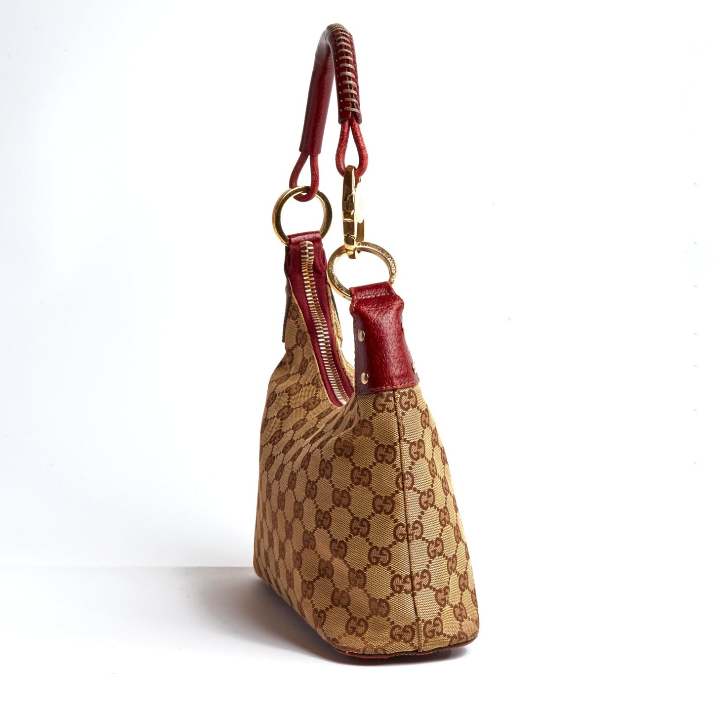 Vintage Gucci Classic Monogram & Burgundy Leather Bag