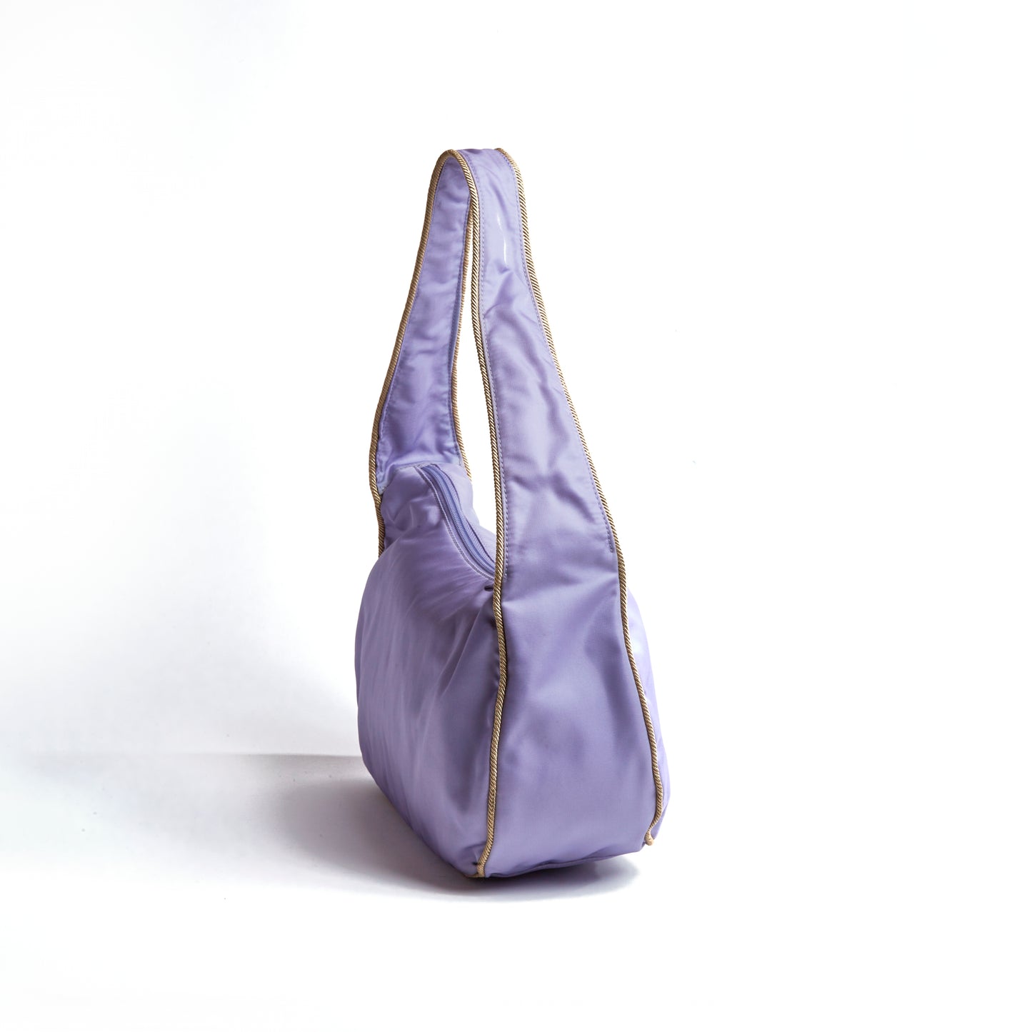 Vintage Prada Lilac Tessuto Embroidered Logo Shoulder Bag