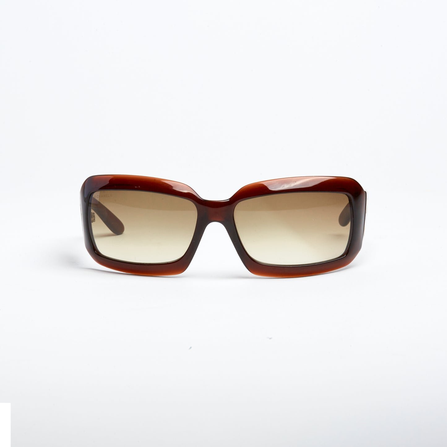 Vintage Chanel Brown Mother of Pearl Logo Sunglasses