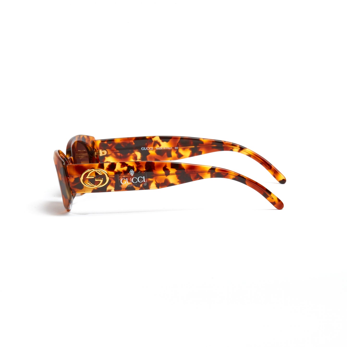 Vintage Gucci Oval Tortoise Golden Interlocking Logo Sunglasses