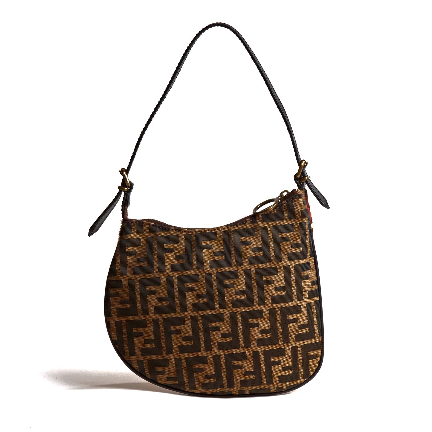 Vintage Fendi Zucca & Leopard Calfskin Oyster Bag