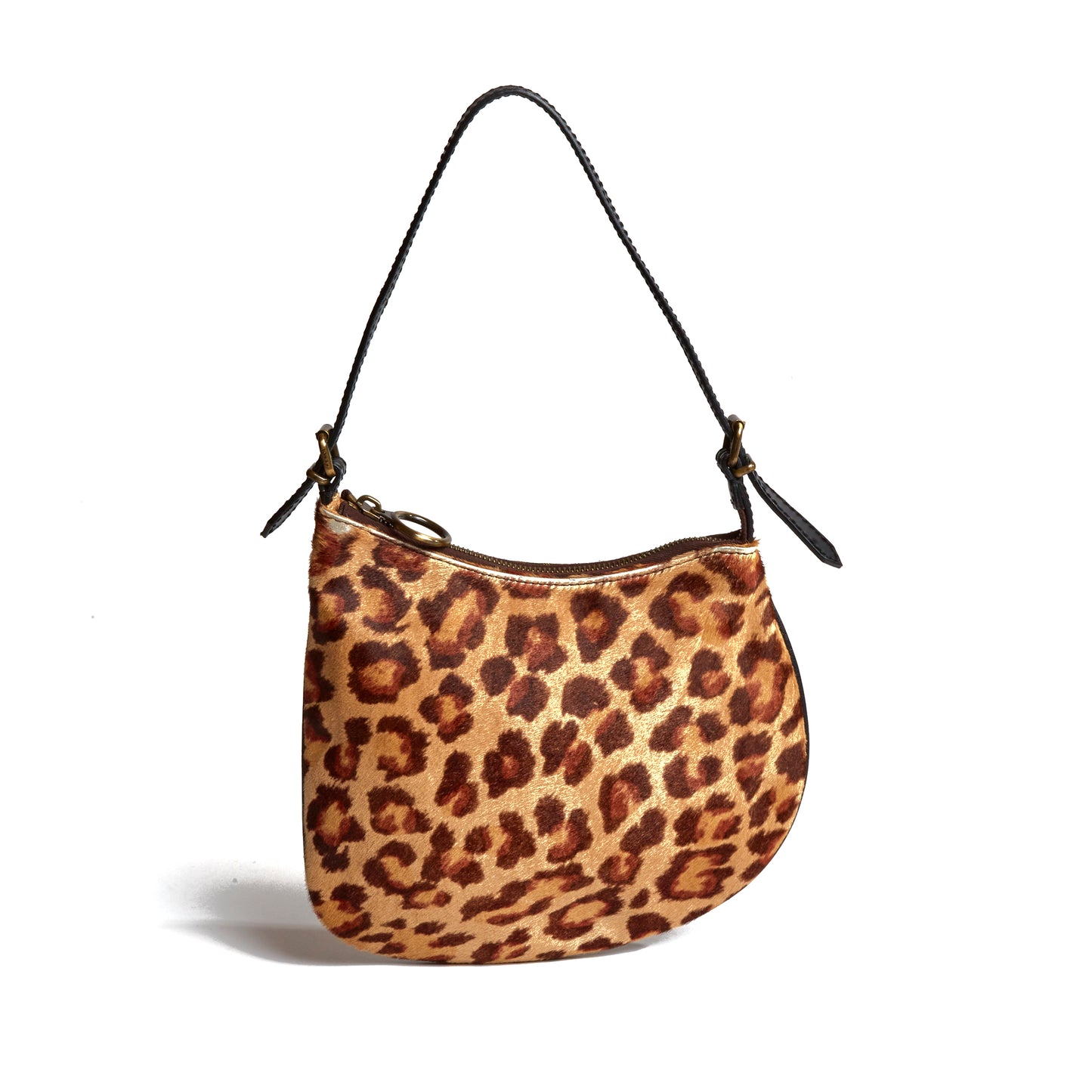 Vintage Fendi Zucca & Leopard Calfskin Oyster Bag