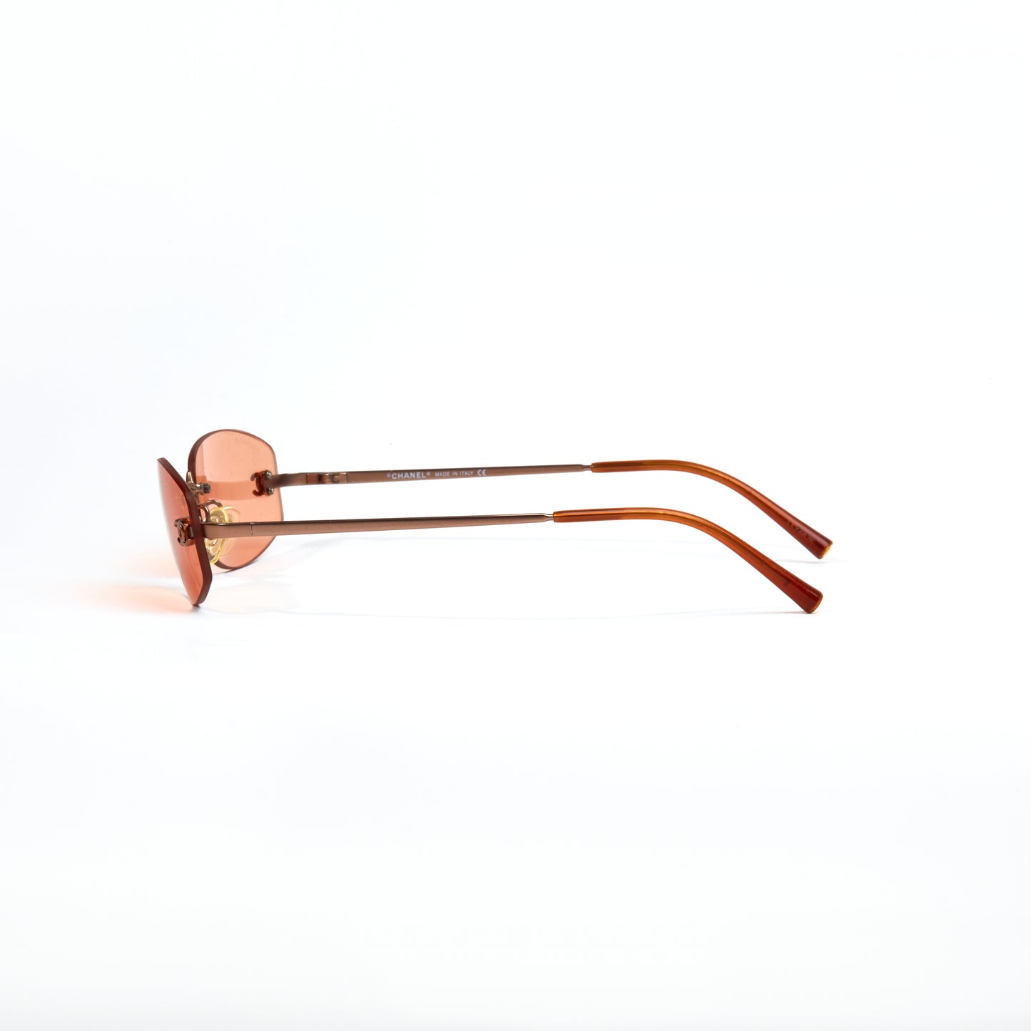 Vintage Chanel Faded Orange Tiny Rimless Sunglasses
