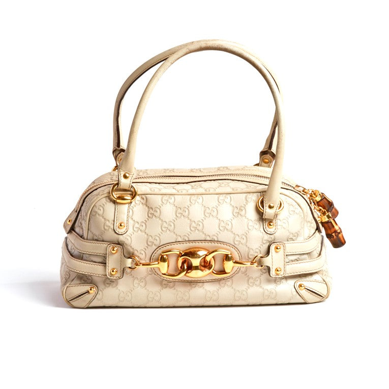 Vintage Gucci Cream Leather Guccissima Bag
