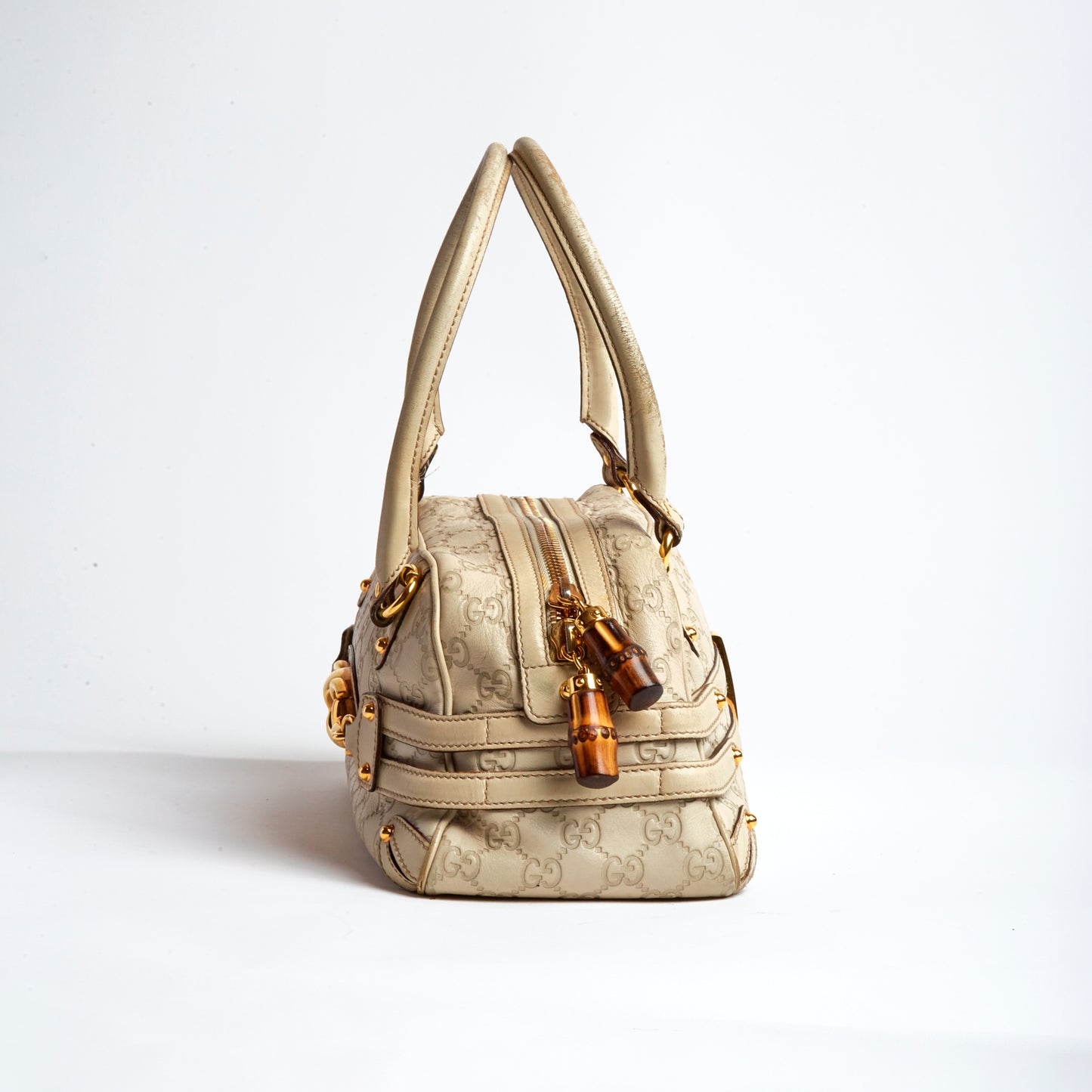 Vintage Gucci Cream Leather Guccissima Bag