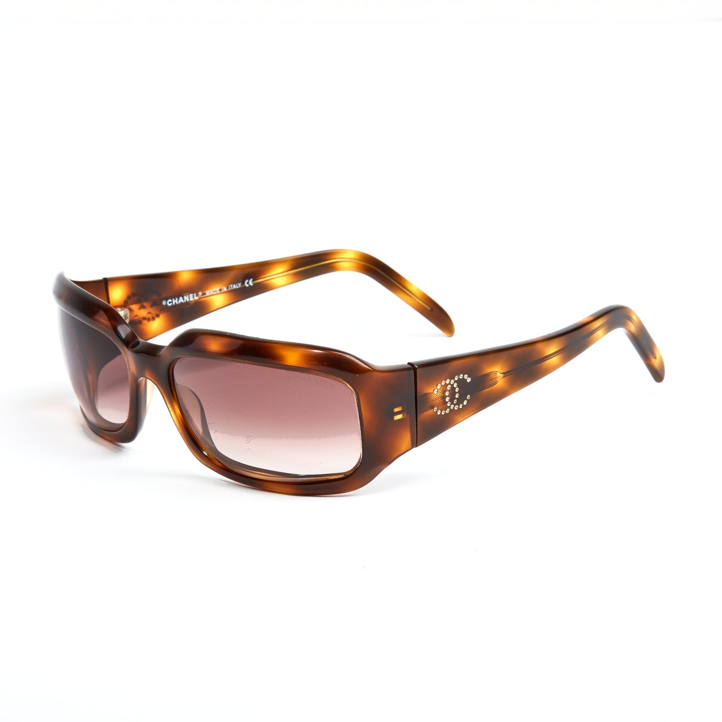 Vintage Chanel Tortoise CC Strass Sunglasses