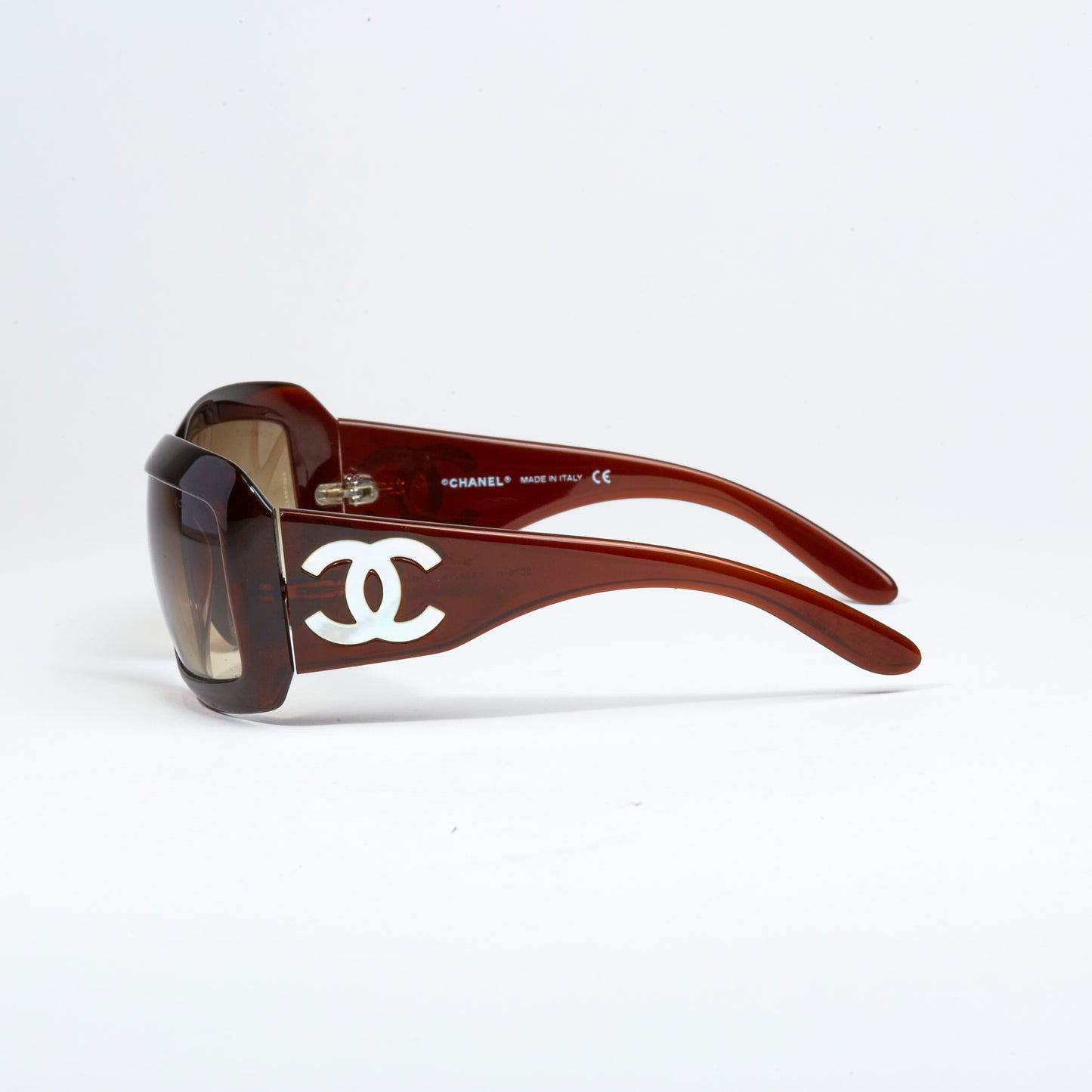 Vintage Chanel Brown Mother of Pearl Logo Sunglasses