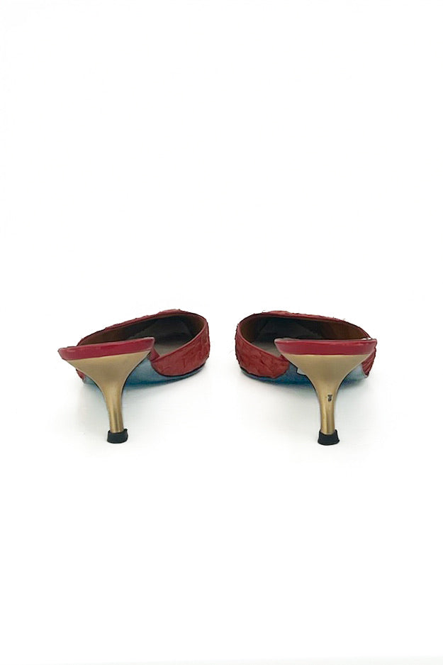 Vintage Orange Snake Mules