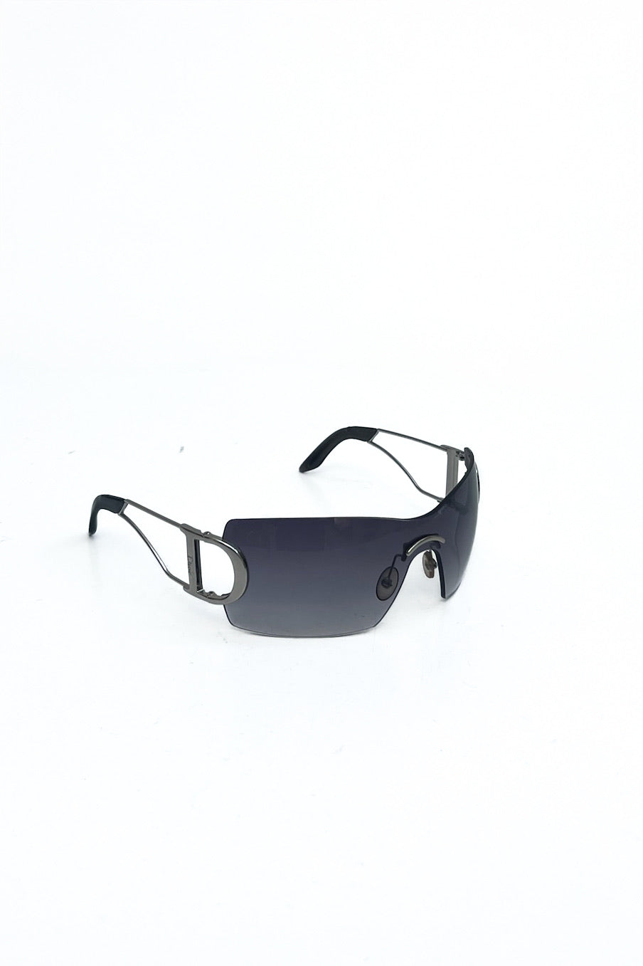 Vintage Christian Dior Silver Logo Frame Mask Sunglasses