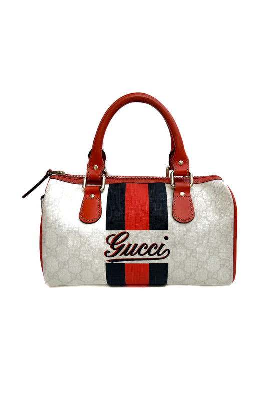 Vintage Boston Joy Orange & Navy Handbag