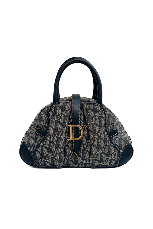 Vintage Navy Trotter Golden D Top Handle Bag