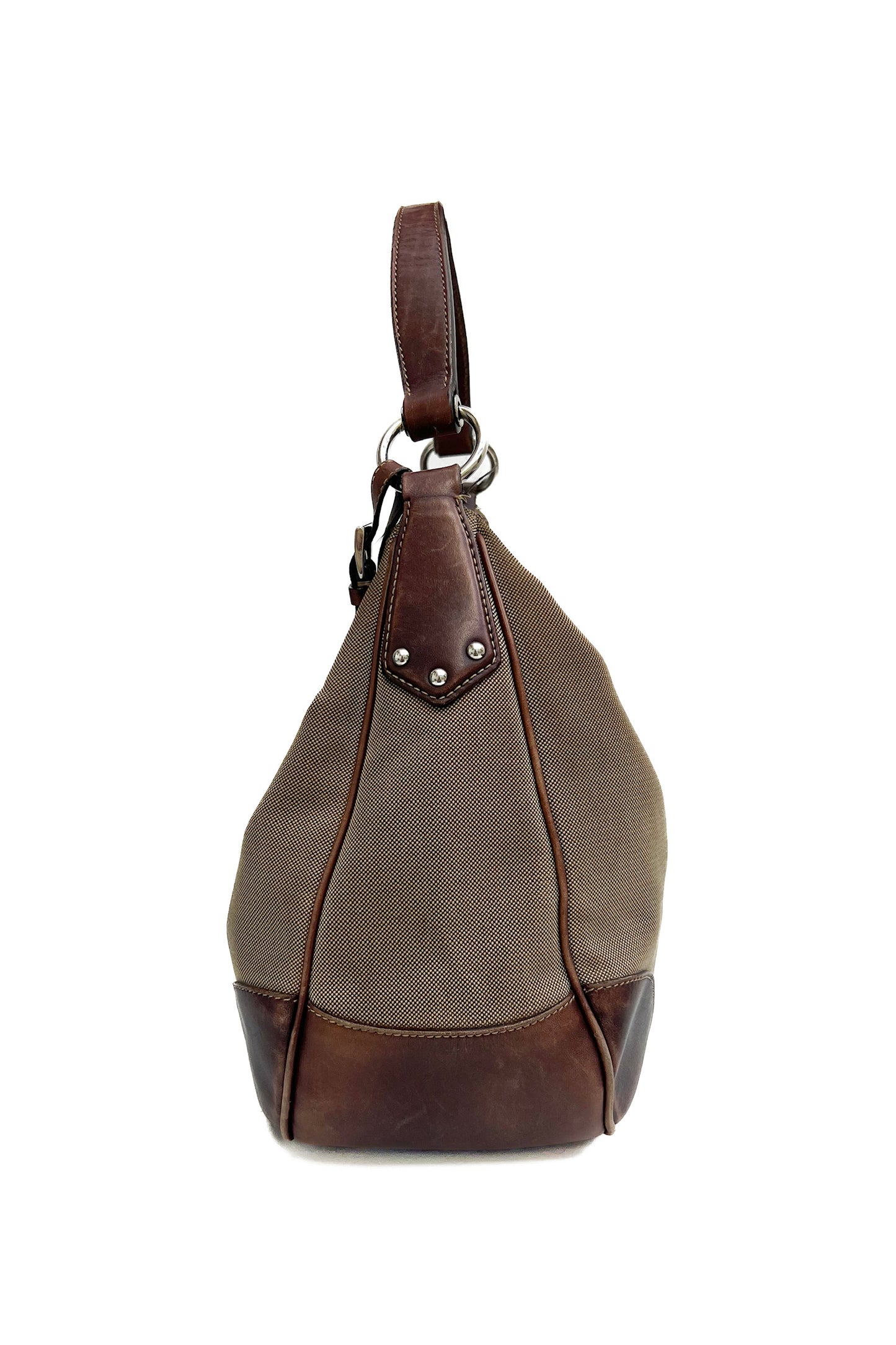 Vintage Big Front Logo & Brown Leather Shoulder Bag