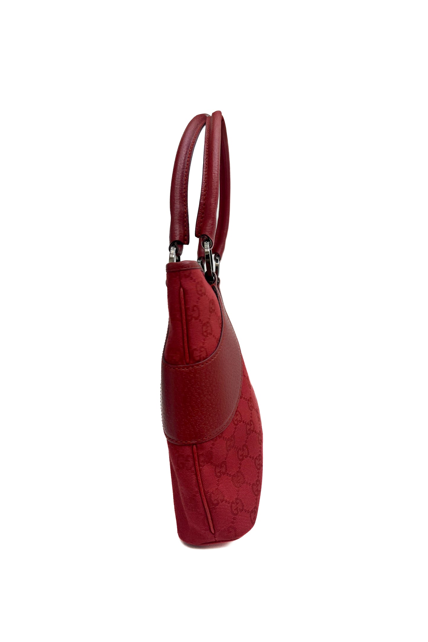 Vintage Red Monoram & Leather Double Handle Bag