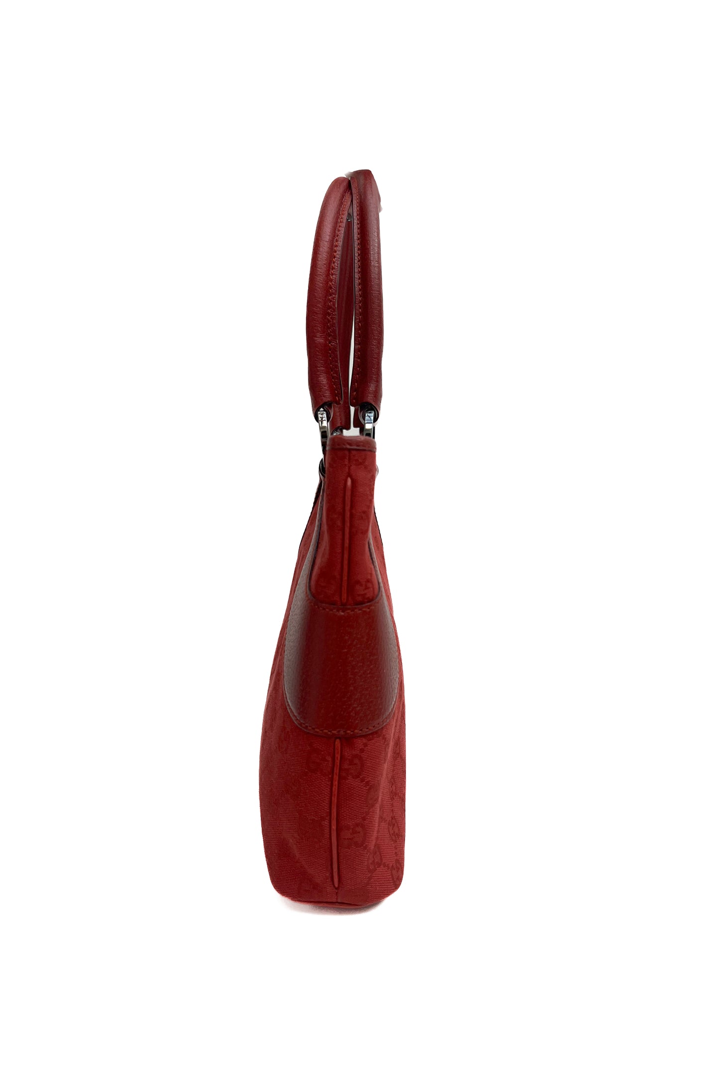 Vintage Red Monoram & Leather Double Handle Bag