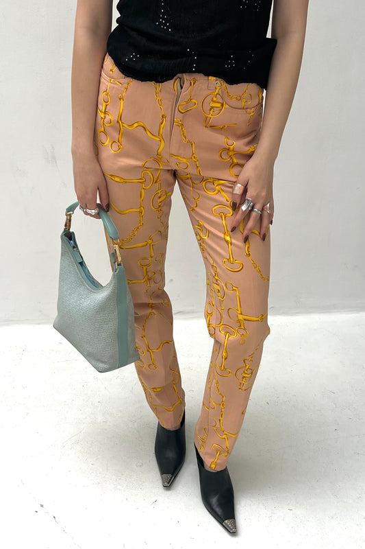 Vintage Peach Horse Bit & Chain Pants