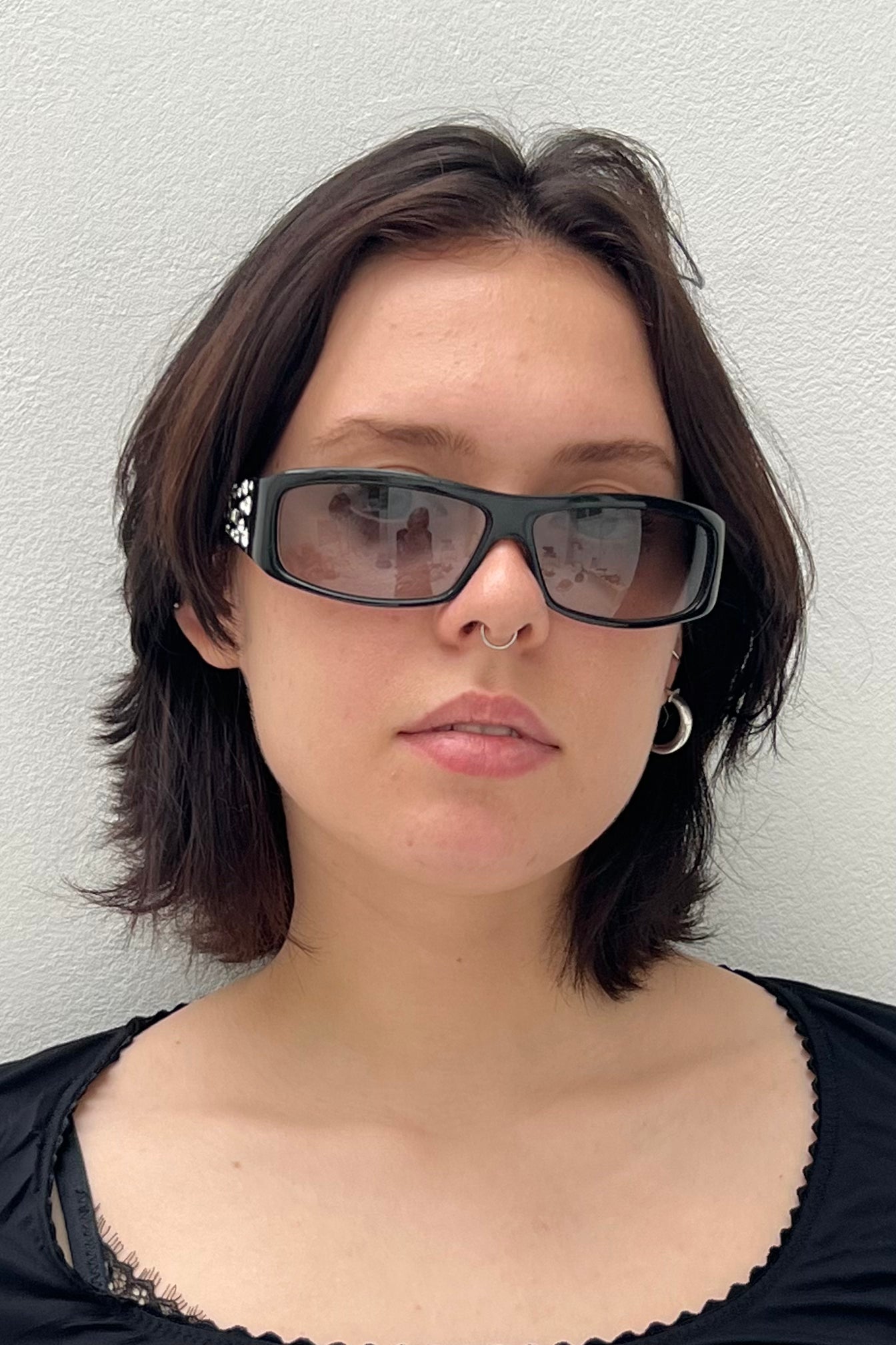 Vintage Black Crystal Arms Sunglasses