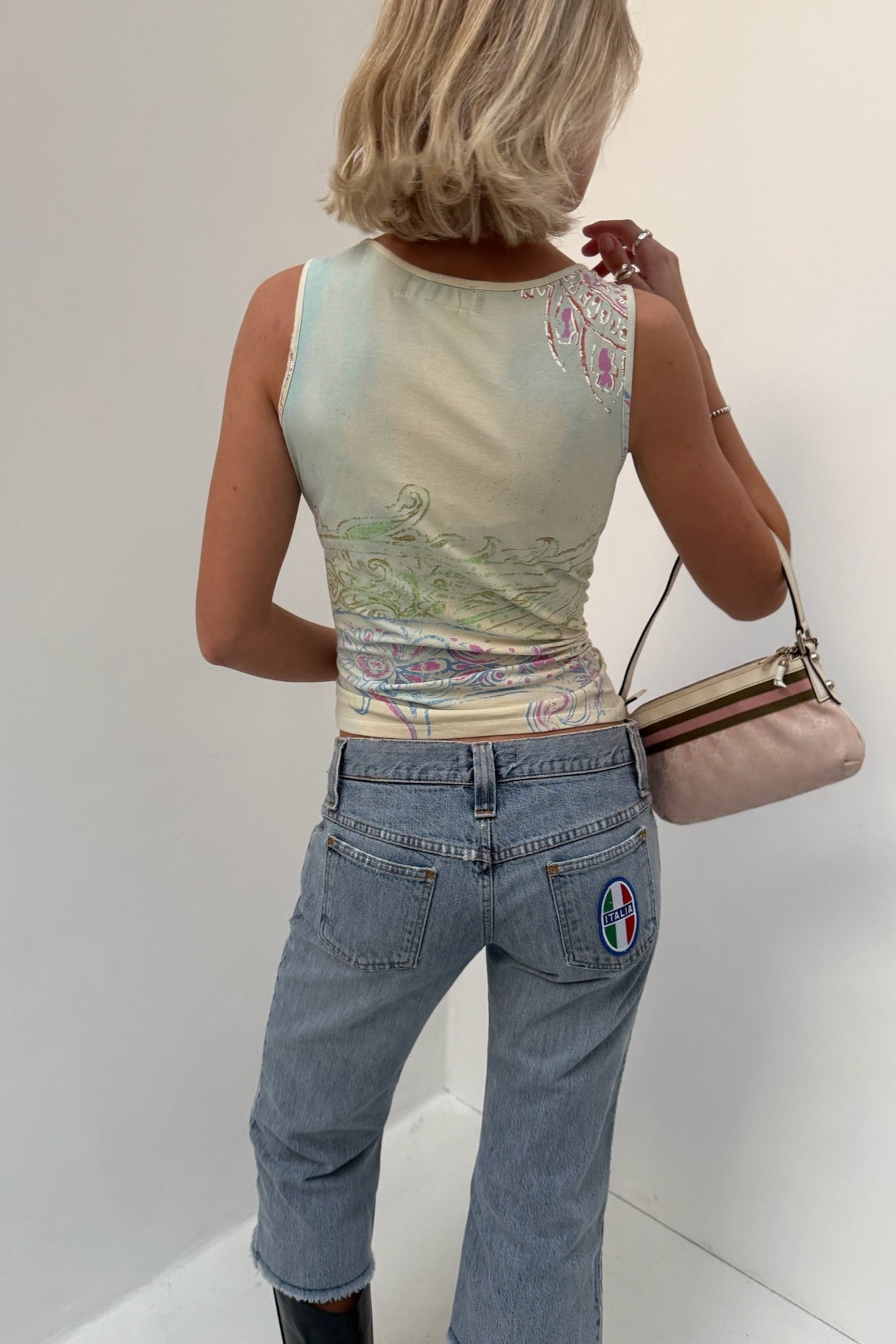Vintage Pastel Print Cotton Tank Top