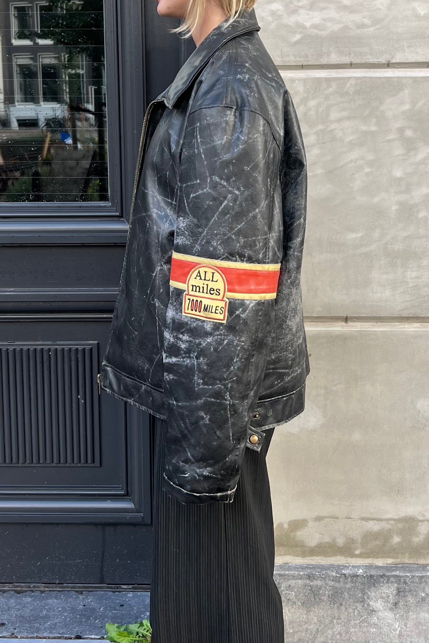 Vintage Distressed Black Leather Jacket