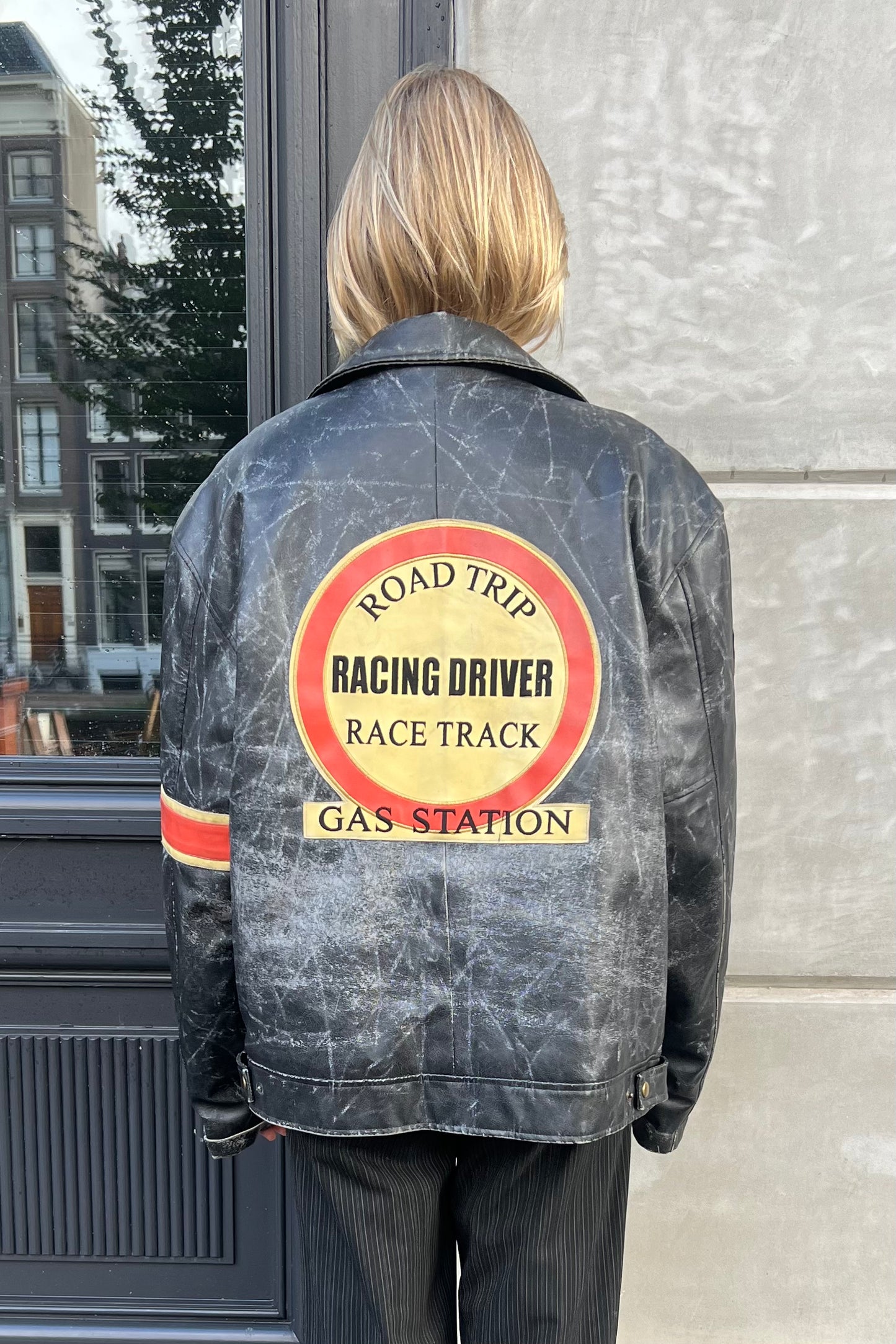 Vintage Distressed Black Leather Jacket
