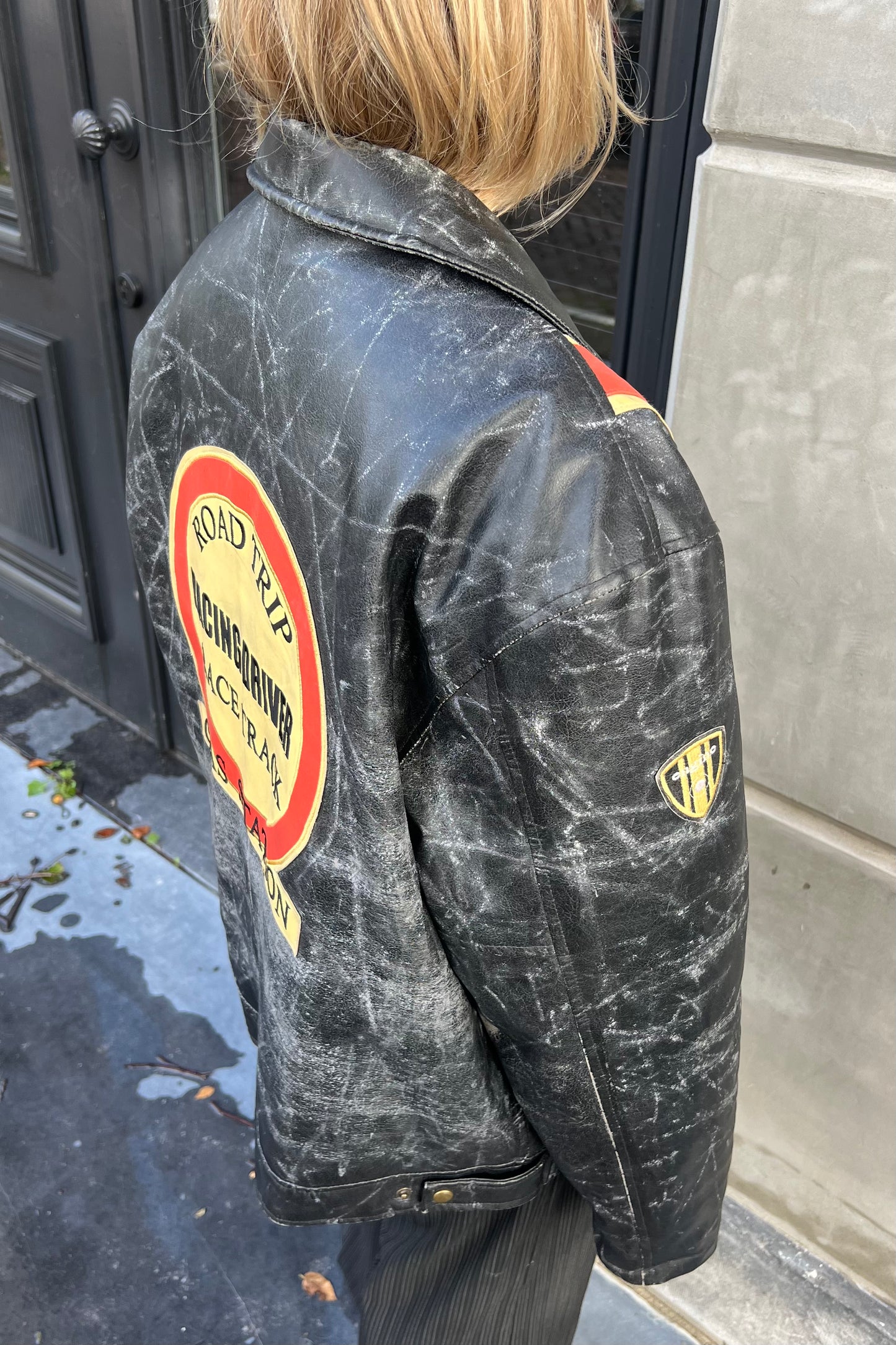 Vintage Distressed Black Leather Jacket