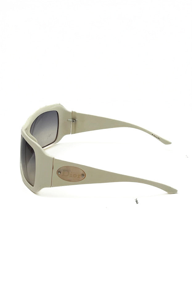 Vintage White Mother of Pearl Logo Sunglasses