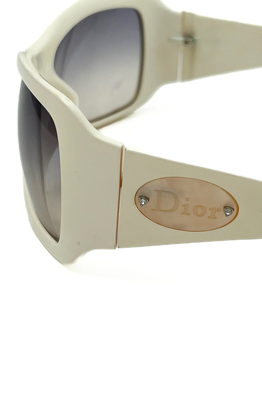 Vintage White Mother of Pearl Logo Sunglasses