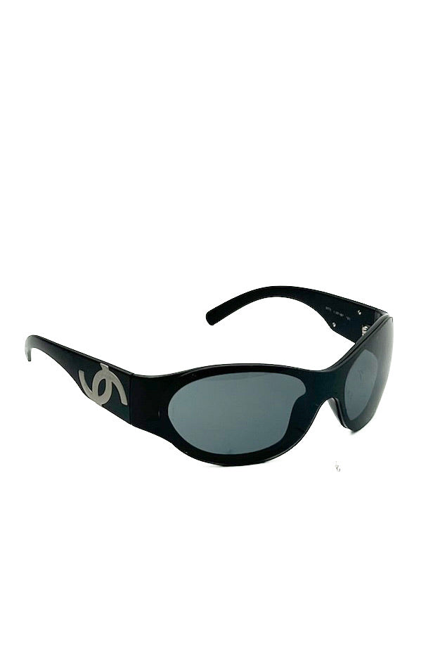 Vintage Black Silver CC Speedy Sunglasses