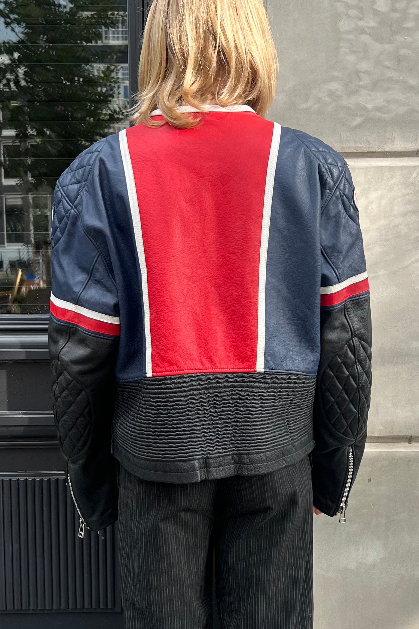 Vintage Segura Leather Red & Navy Jacket