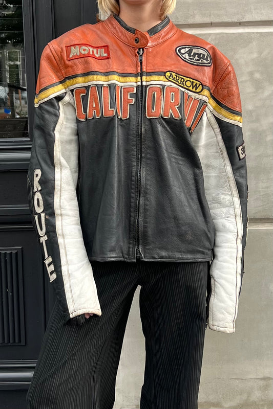 Vintage California Black & Orange Leather Jacket