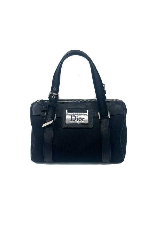 Vintage Black & Silver Hardware Boston Bag