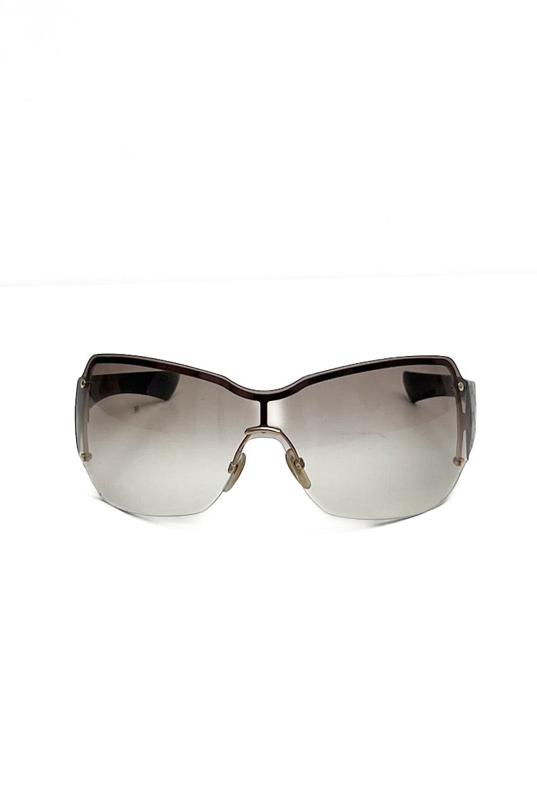 Vintage Chocolate Monogram Arms Mask Sunglasses-