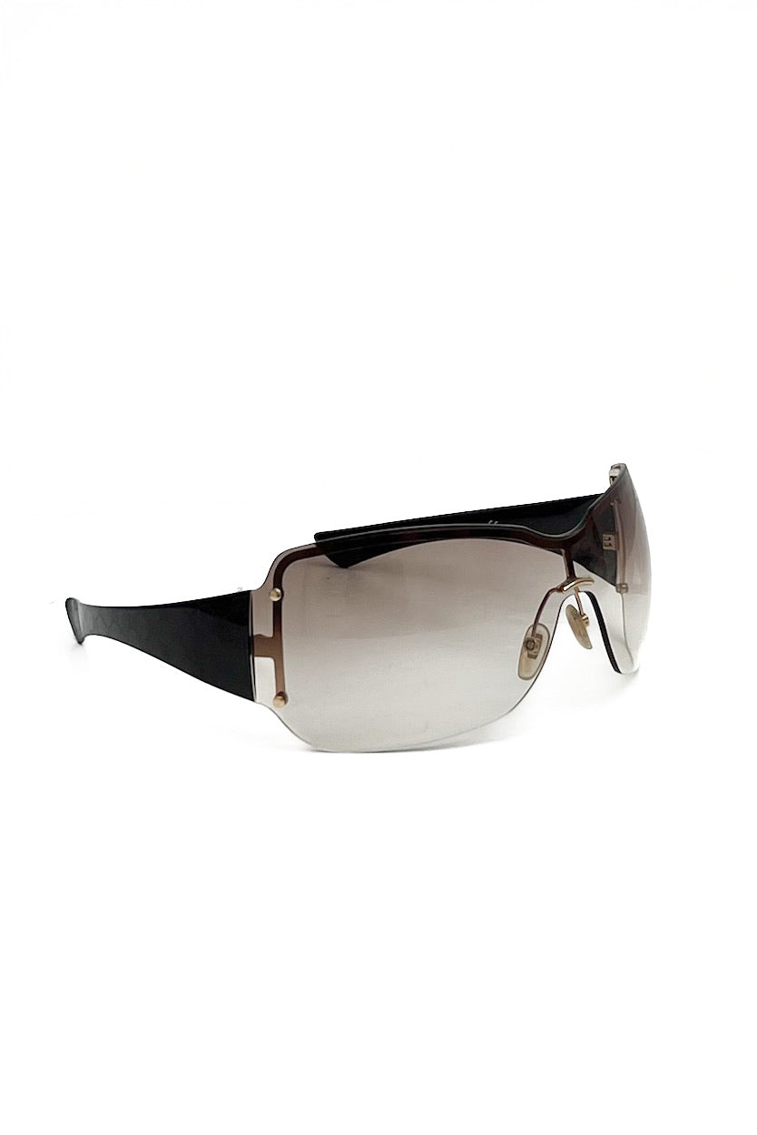 Vintage Chocolate Monogram Arms Mask Sunglasses-