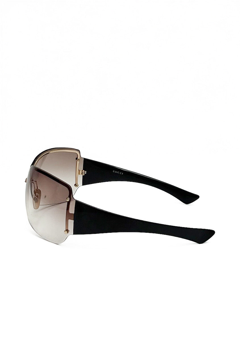 Vintage Chocolate Monogram Arms Mask Sunglasses-