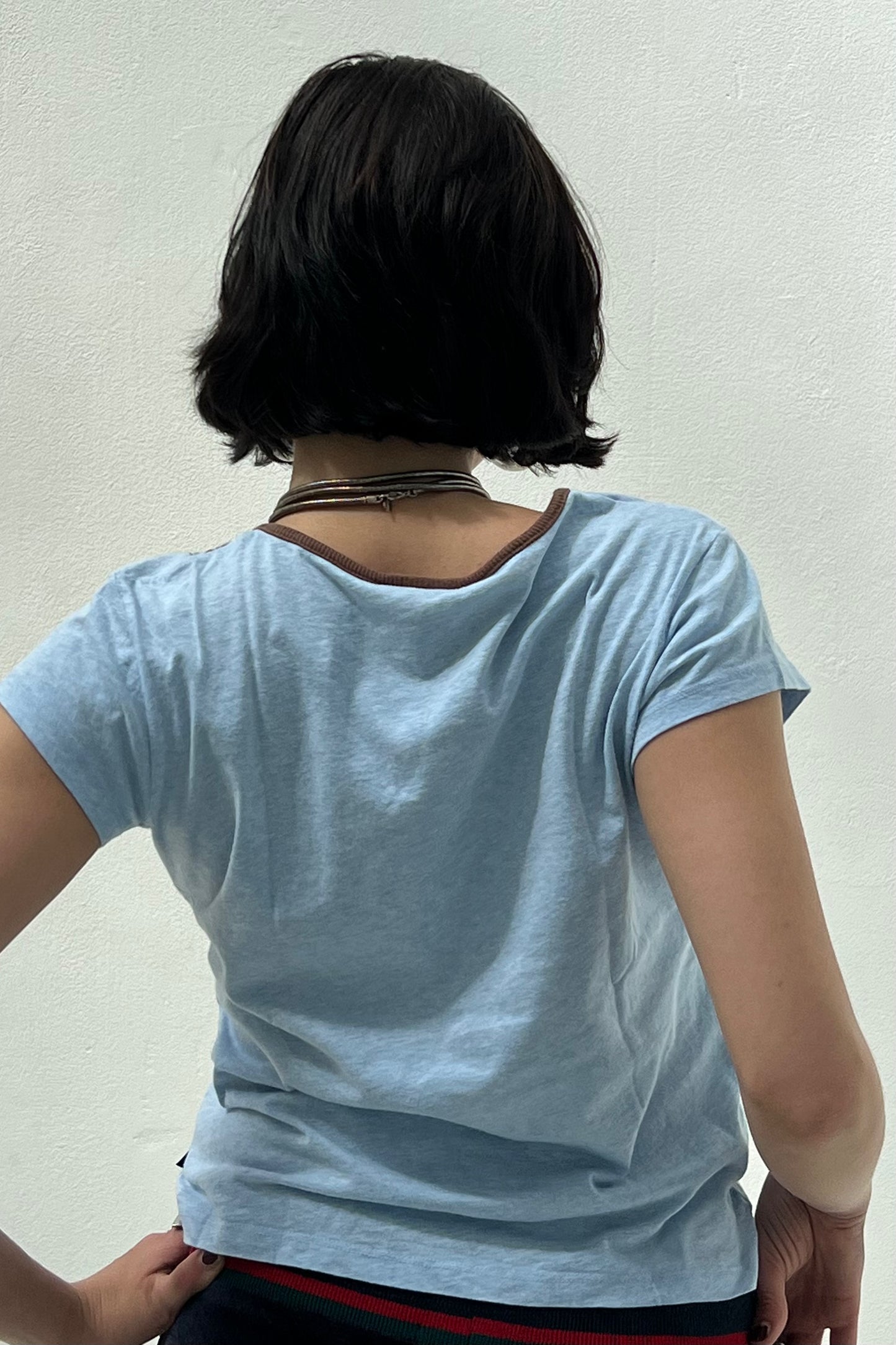 Vintage Baby Blue & Brown Flower Print Tee
