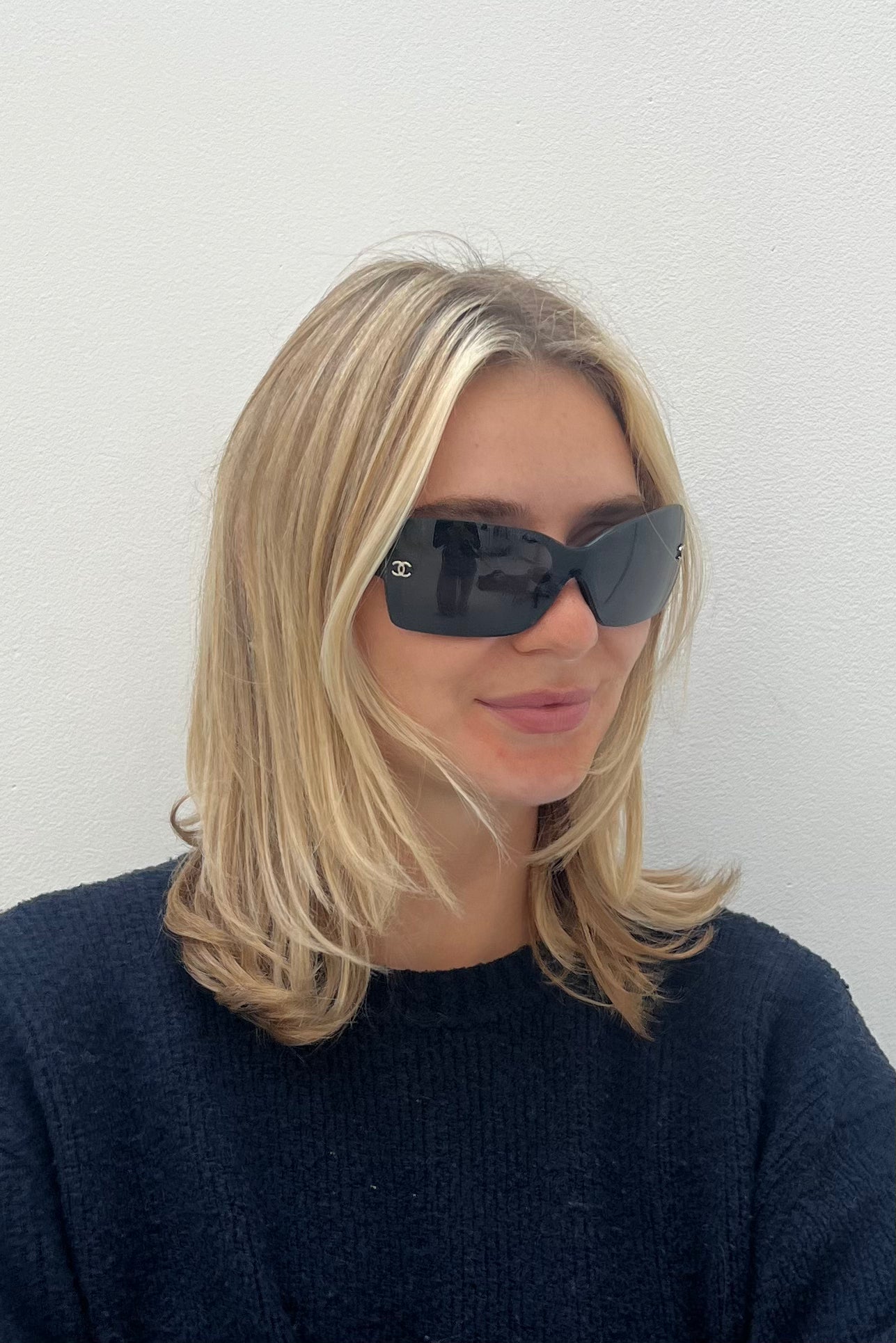 Vintage Black Rectangular Mask Sunglasses