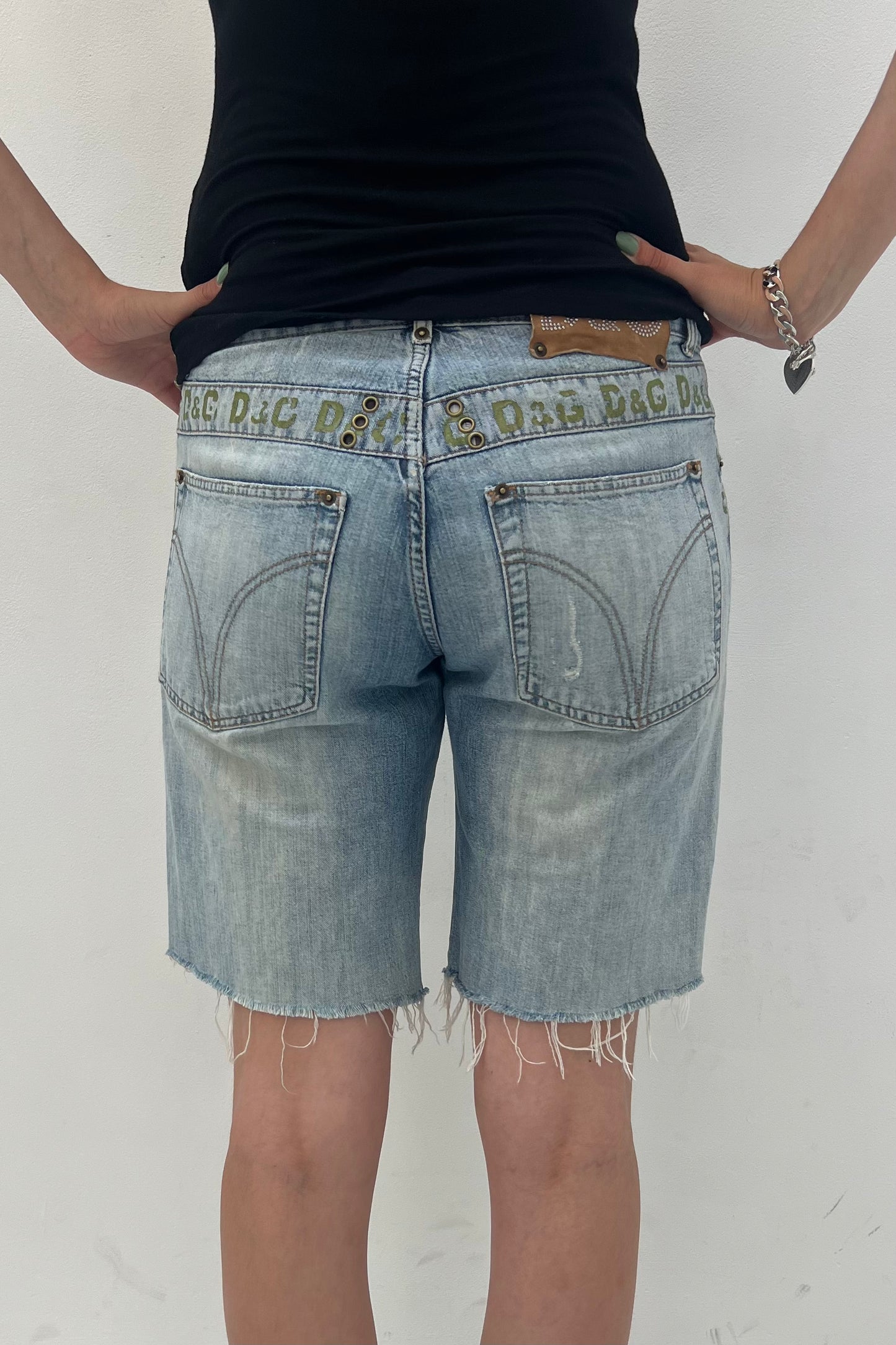 Vintage Green Logo Denim Bermuda