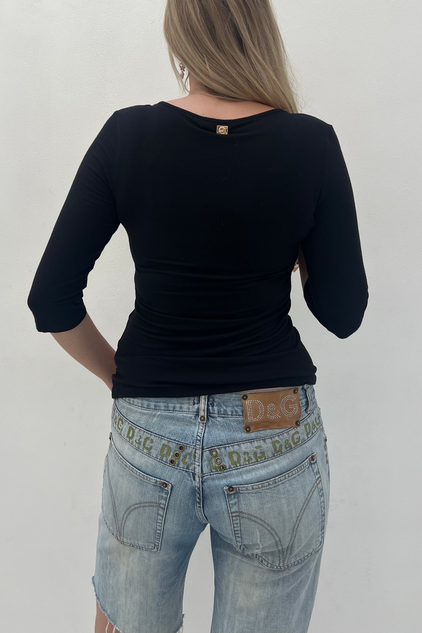 Vintage Black Leo & Red Flower Top