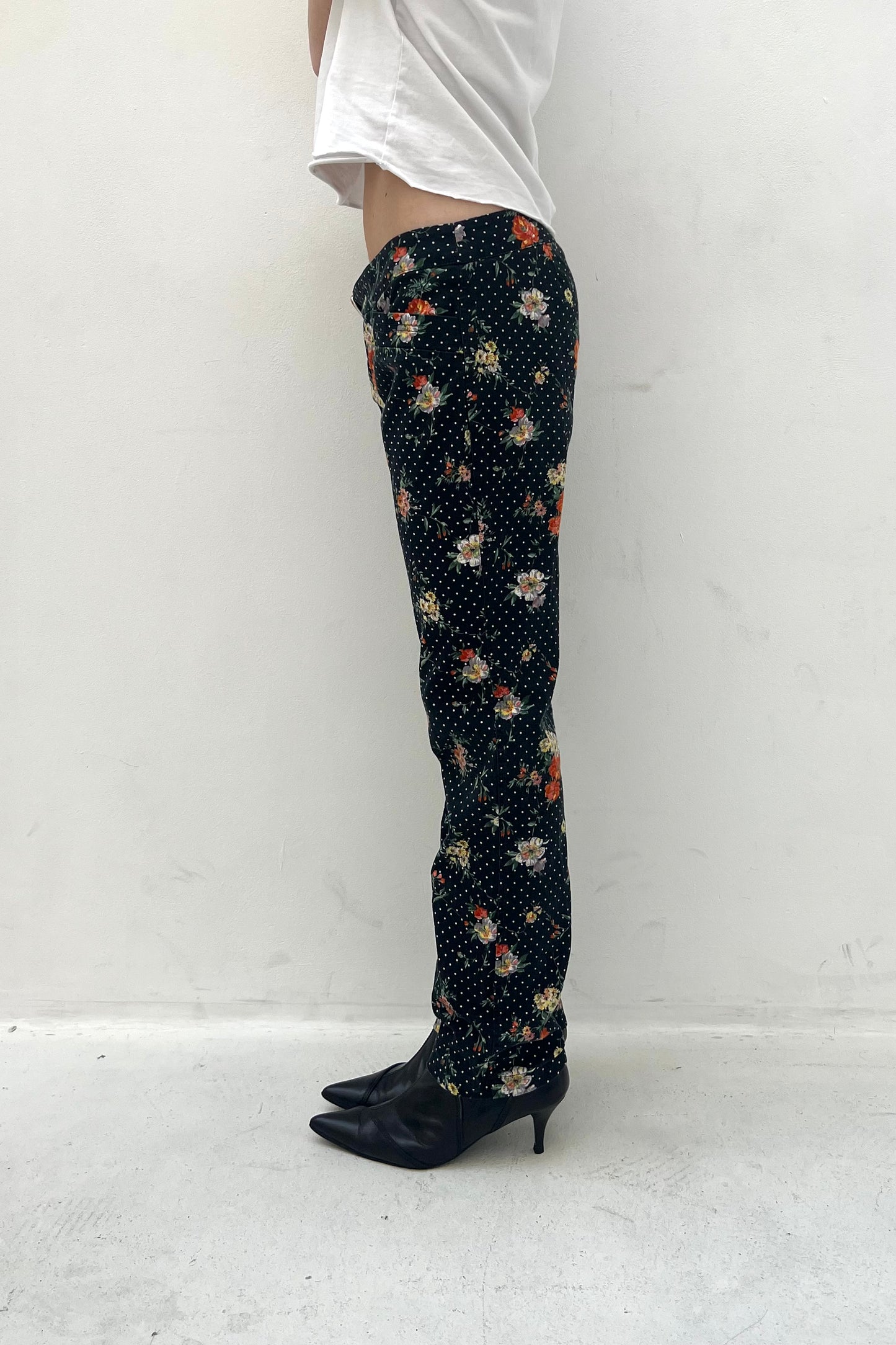 Vintage Black Mini Dotted & Floral Pants