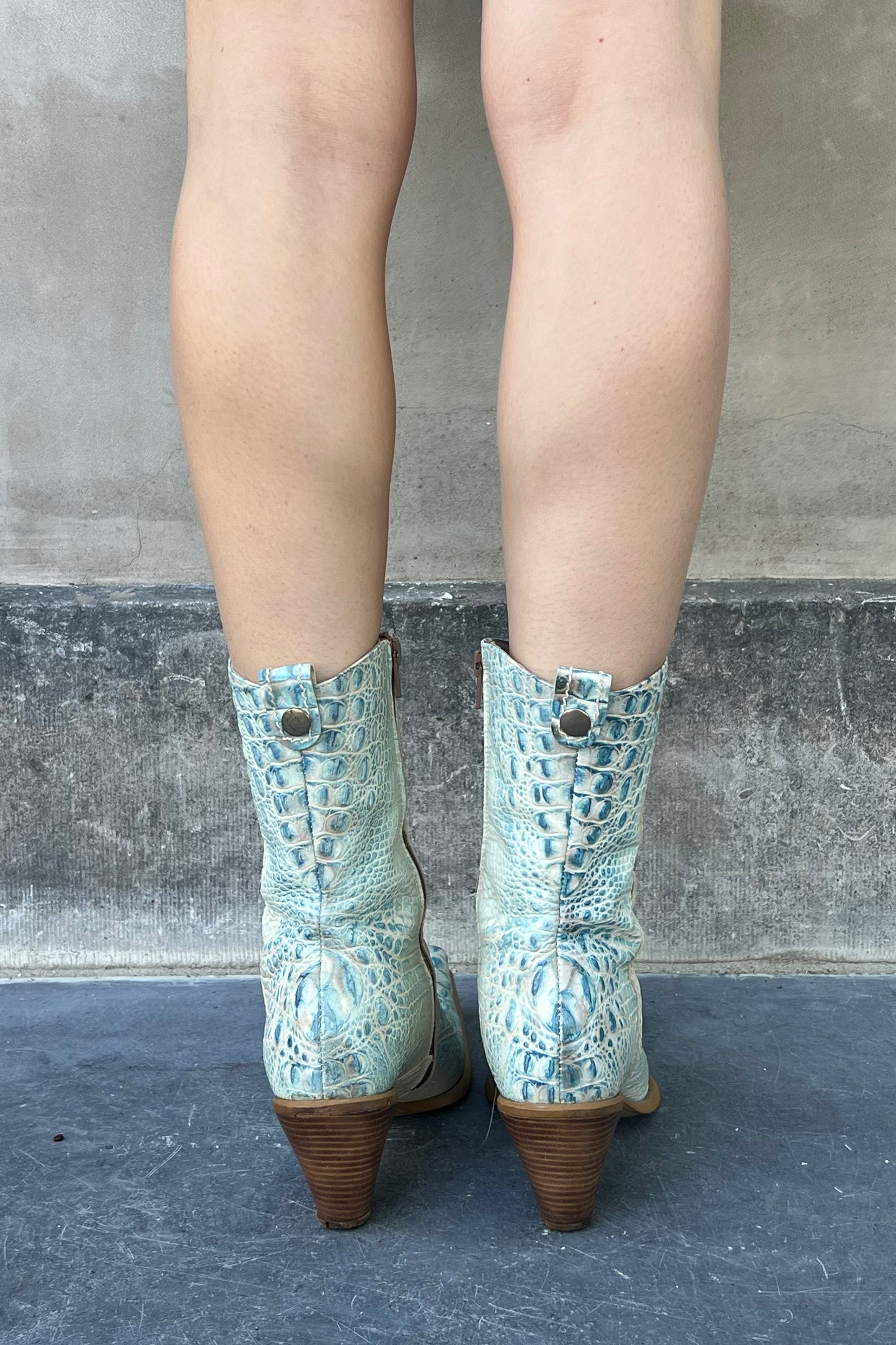 Vintage Turquoise Croco Boots 38