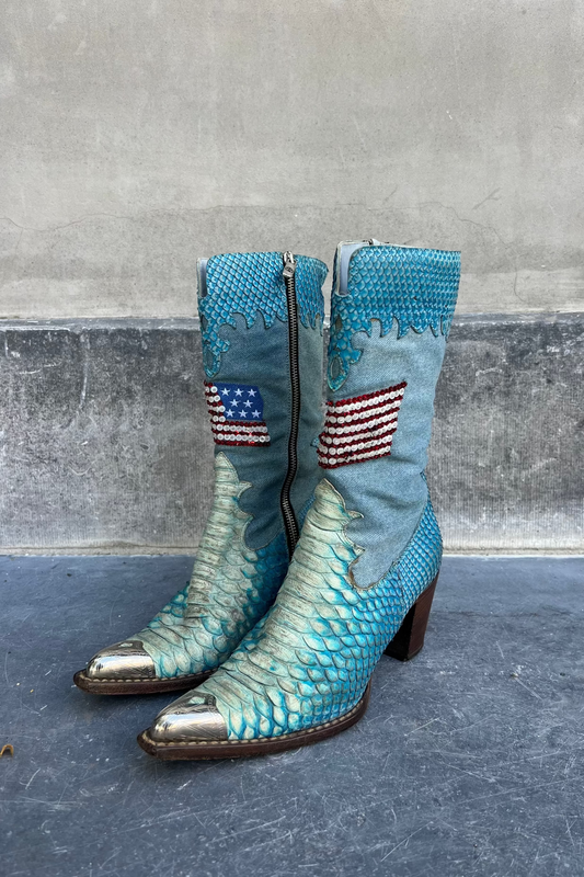 Vintage Turquoise Texas Boots 37