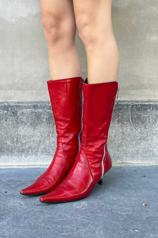 Vintage Zipper Detailed Boots 38