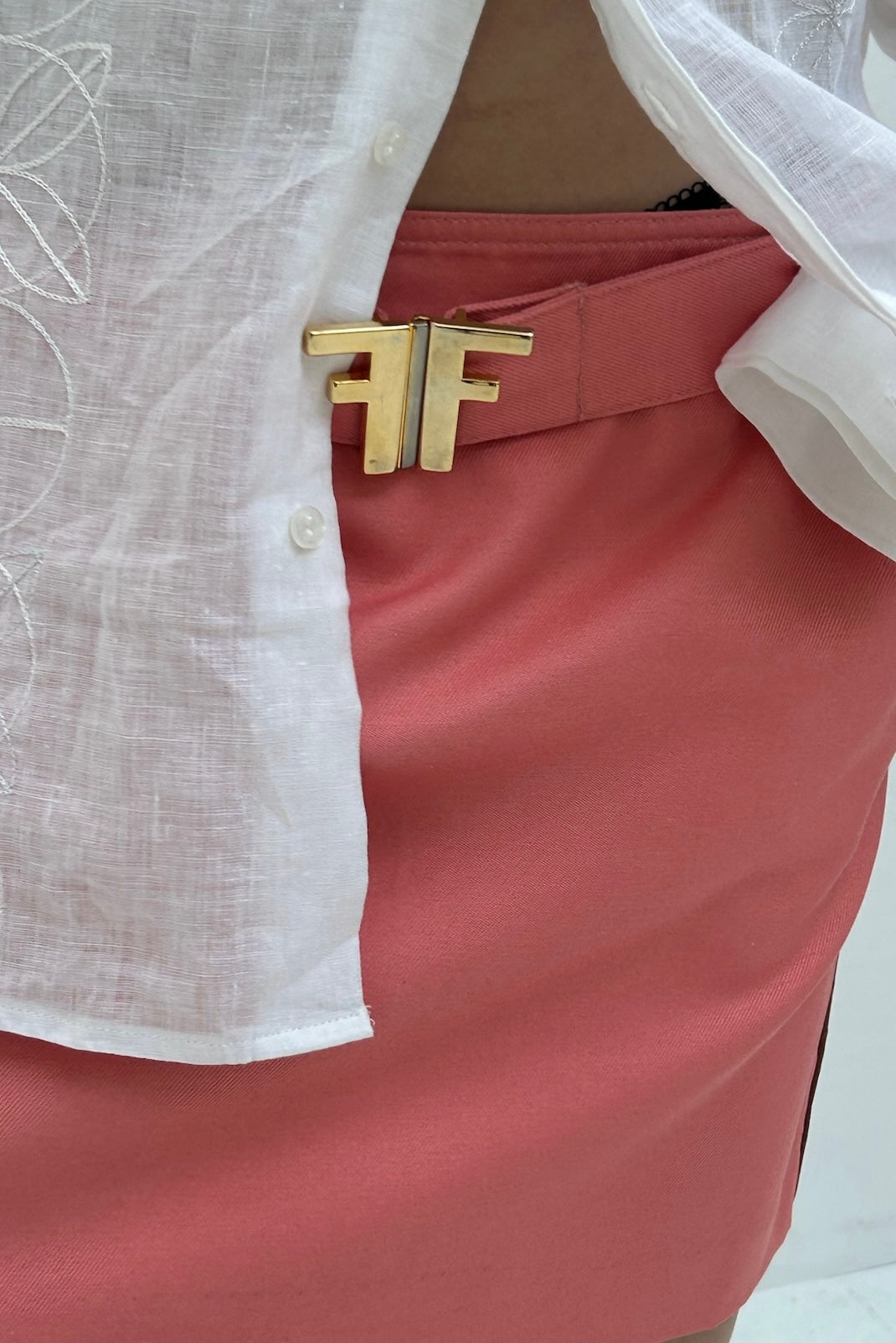 Vintage Peach Belted Skirt