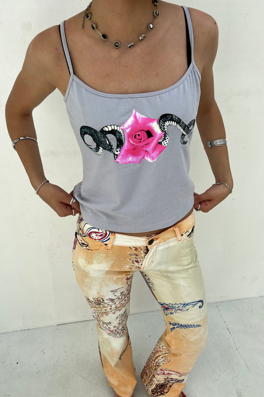 Vintage Lilac Snake & Rose Top