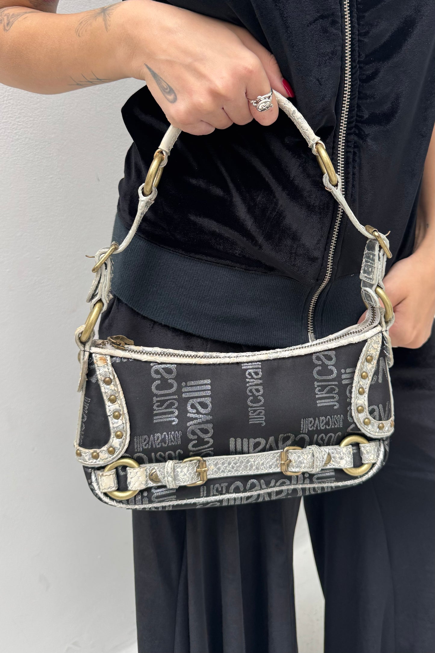 Vintage Navy & Silver Snake Shoulder Bag